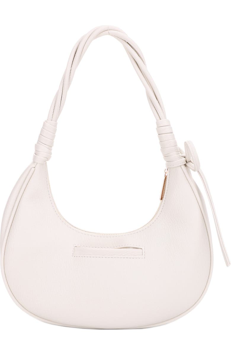 Mali + Lili Brianna Soft Bow Faux Leather Crescent Shoulder Bag, Alternate, color, Ivory