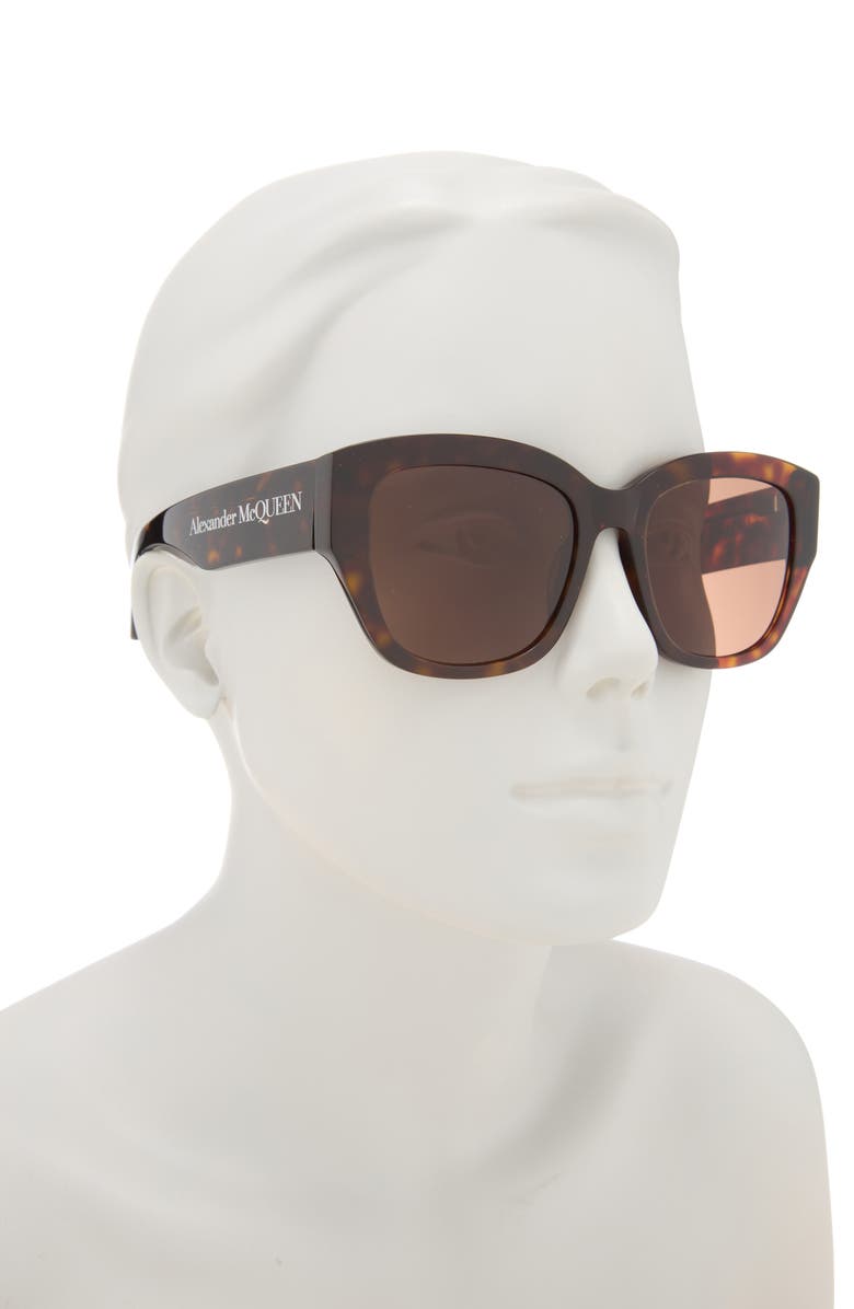 McQueen 55mm Square Sunglasses, Alternate, color, Havana Havana Brown