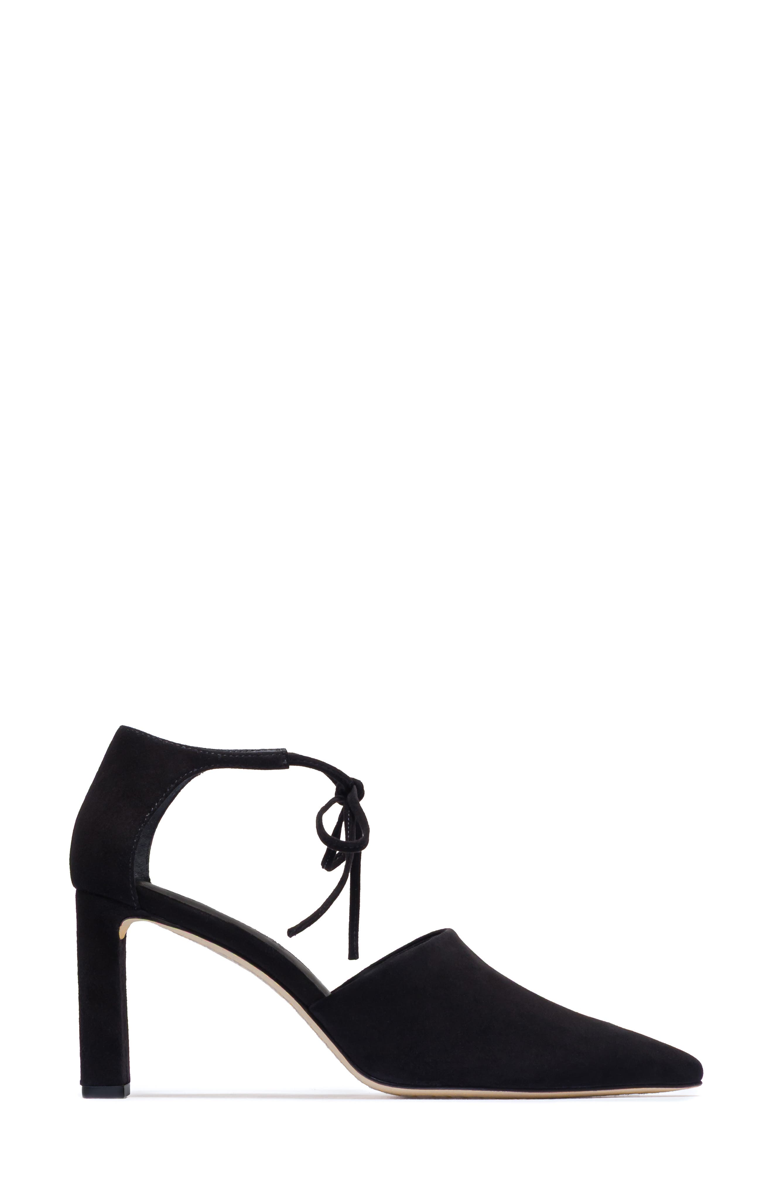 Siena Ankle Tie Pointed Toe Pump, Alternate, color, BLACK SUEDE