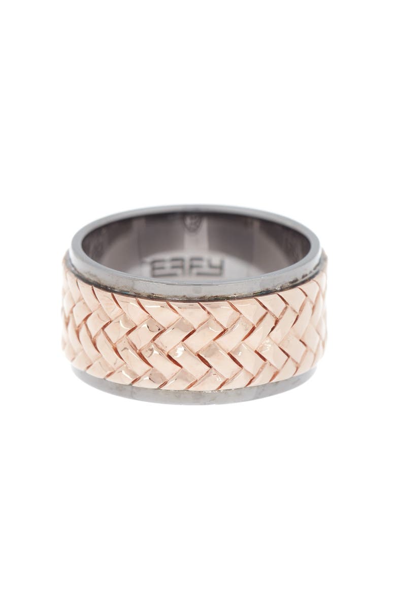EFFY Sterling Silver & 18K Yellow Gold Woven Design Band Ring - Size 10, Main, color, 