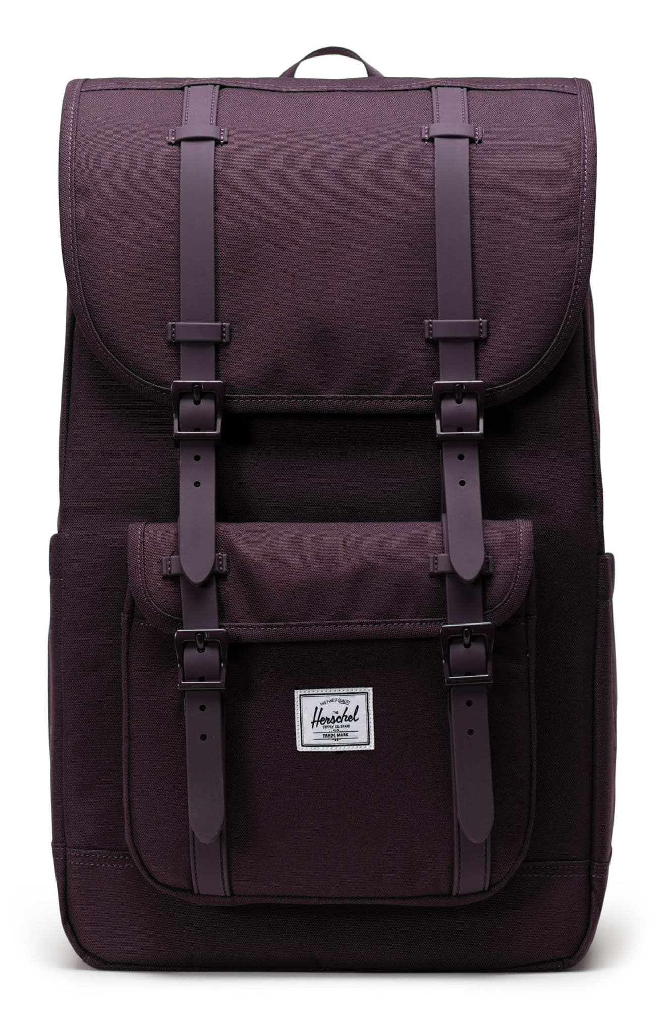 Little America Recycled Polyester Backpack, Main, color, PLUM PERFECT