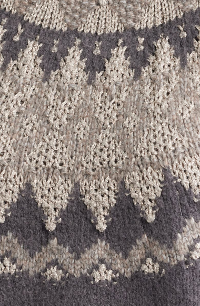 525 Lela Fair Isle Raglan Sweater, Alternate, color, Washed Black Combo