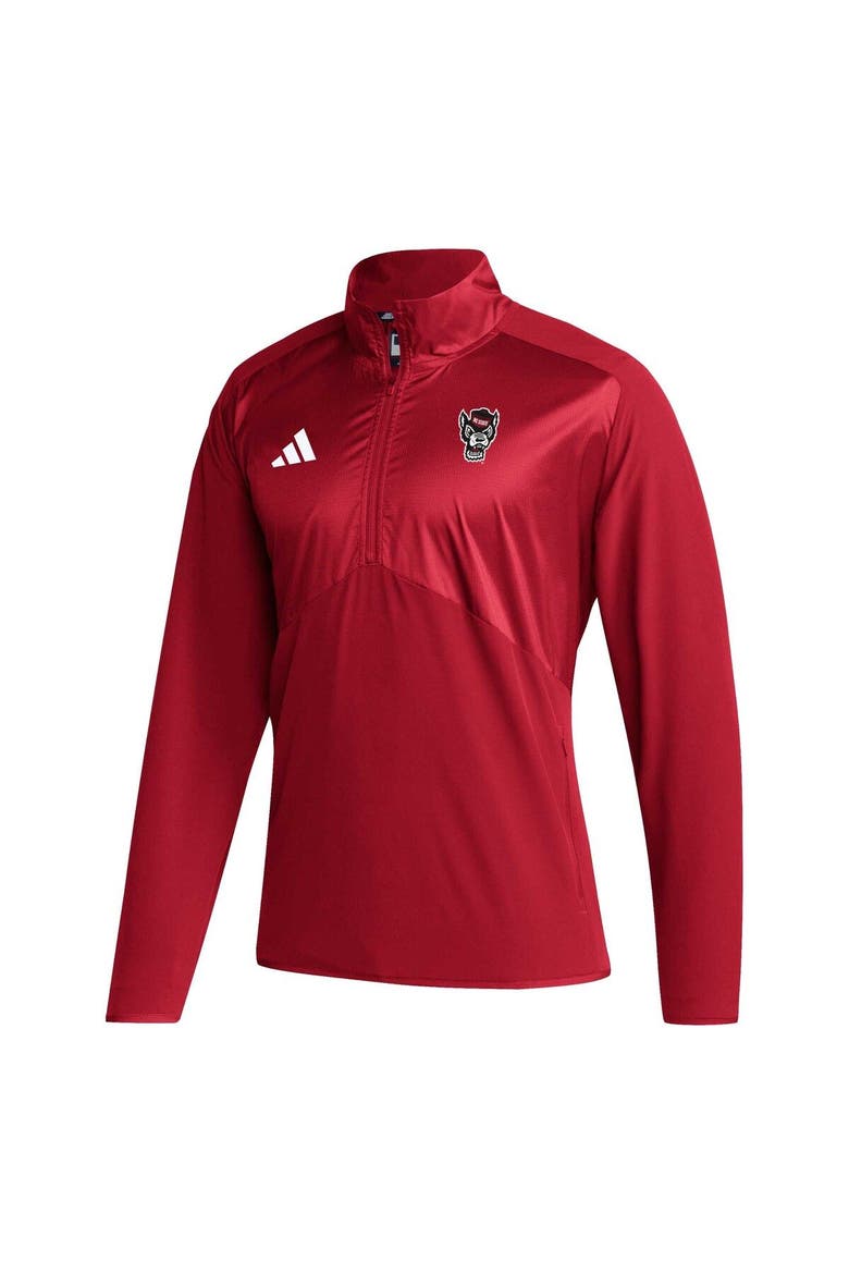 Men's adidas Red NC State Wolfpack Sideline AEROREADY Raglan Sleeve Quarter-Zip Jacket, Alternate, color, Red