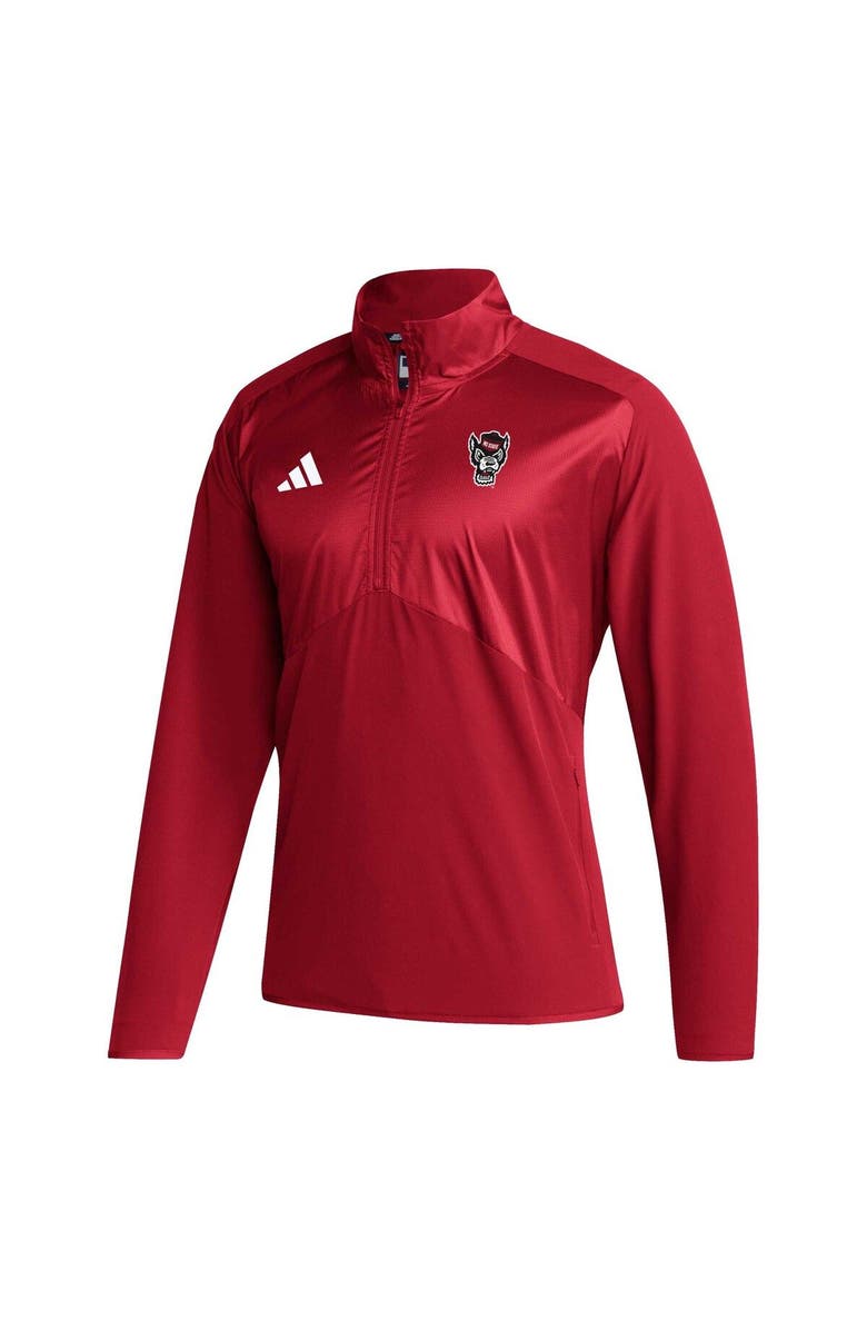 adidas Men's adidas Red NC State Wolfpack Sideline AEROREADY Raglan Sleeve Quarter-Zip Jacket, Alternate, color, Red