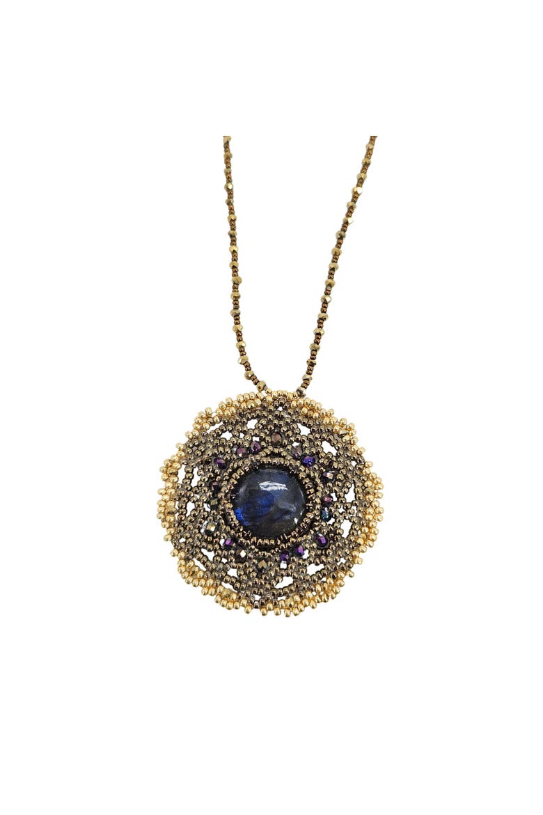 Mandala Dreamer WIth Labradorite Pendant Necklace, Alternate, color, Brown