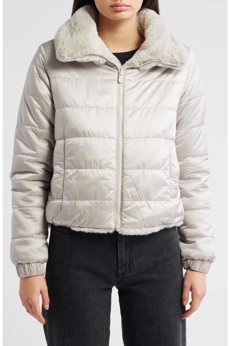 Jeon Water Repellent Reversible Faux Fur Jacket, Alternate, color, RAINY BEIGE