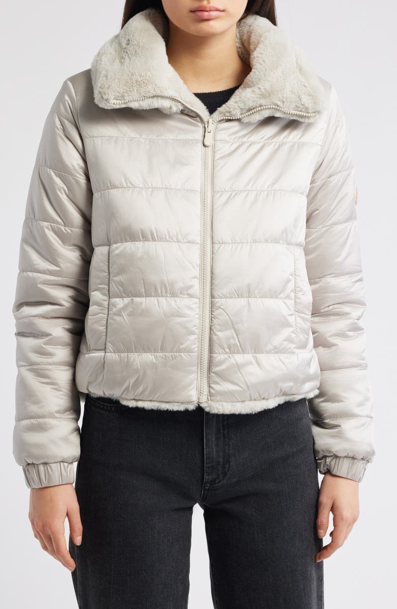 Save The Duck Jeon Water Repellent Reversible Faux Fur Jacket, Alternate, color, Rainy Beige