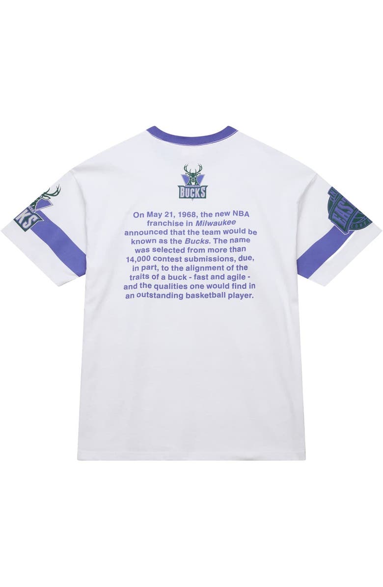 Mitchell & Ness Unisex Mitchell & Ness White Milwaukee Bucks Hardwood Classics Vintage Team Origins Premium T-Shirt, Alternate, color, White