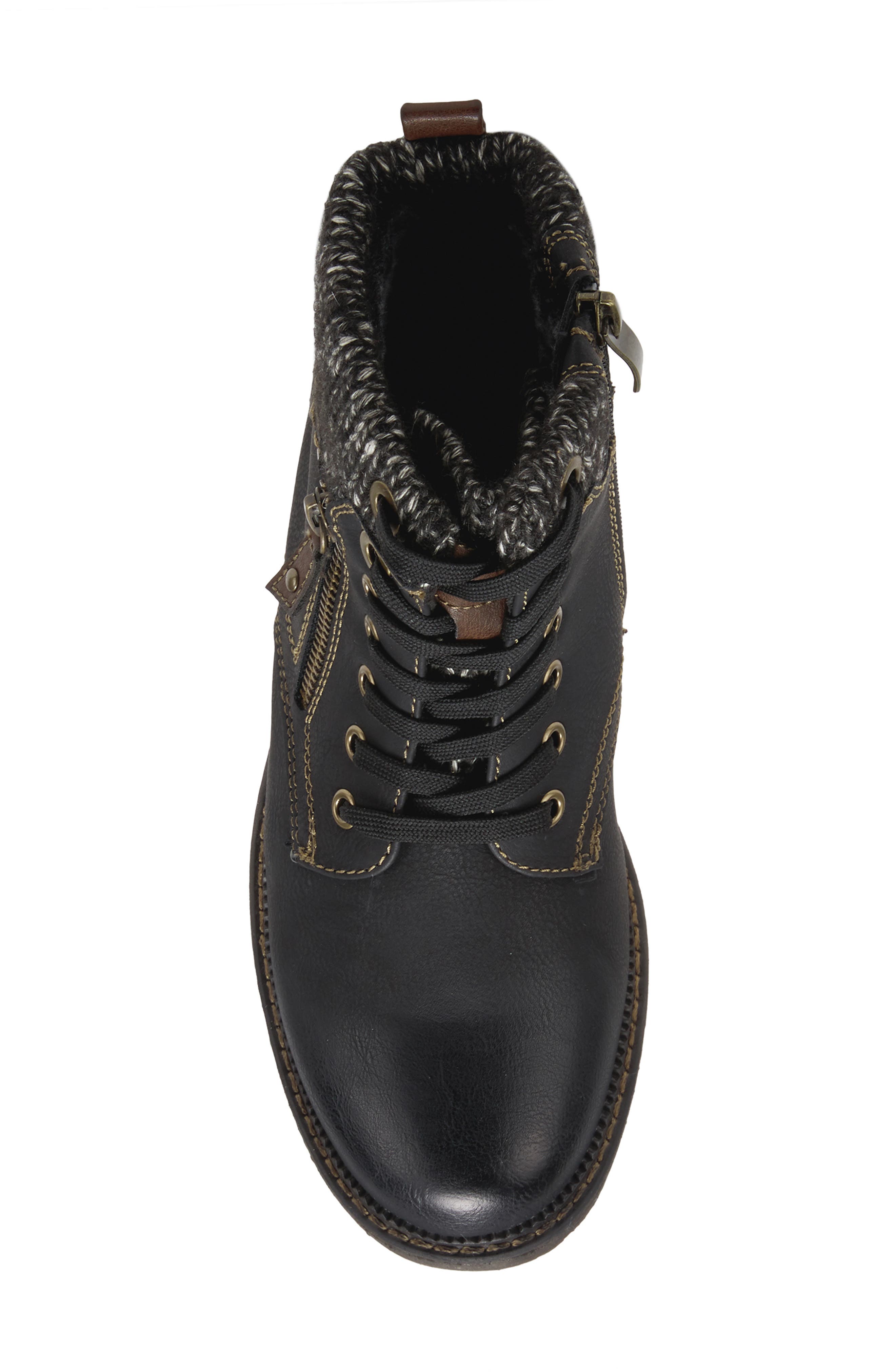 Spring Step Khazera Lace-Up Boot, Alternate, color, Black Faux Leather