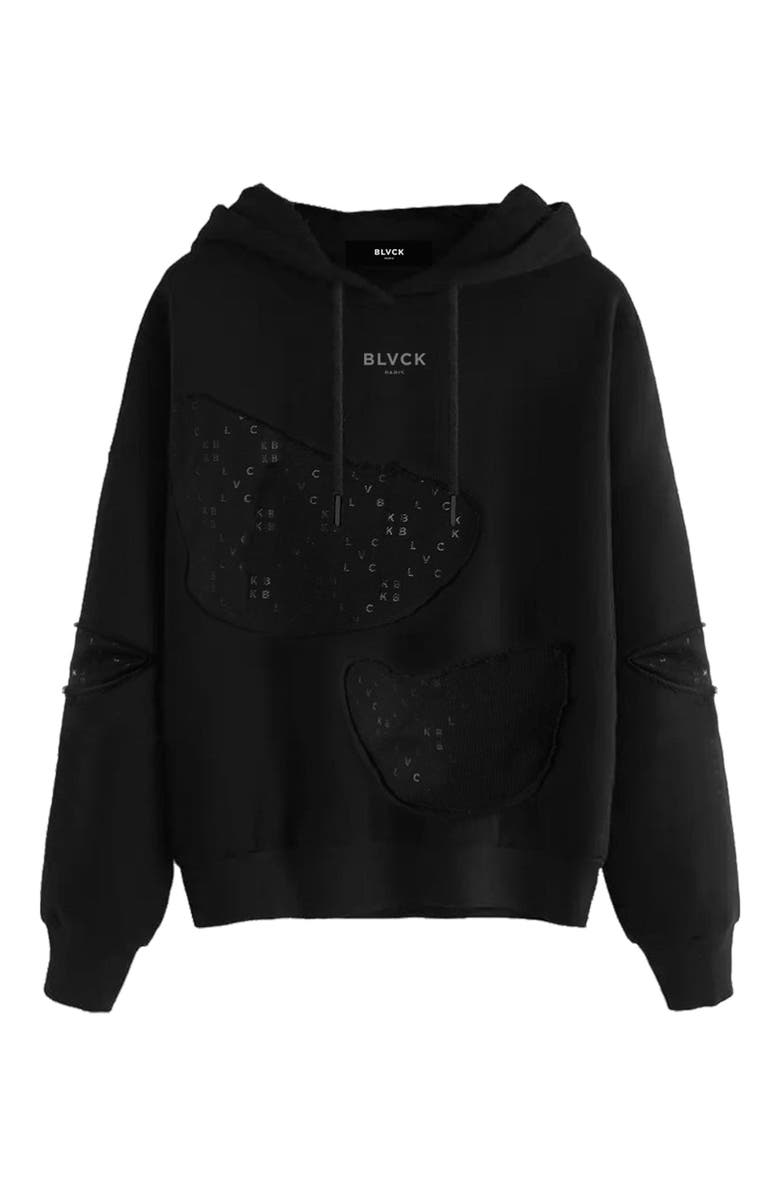 Blvck Monogram Torn Hoodie, Alternate, color, 