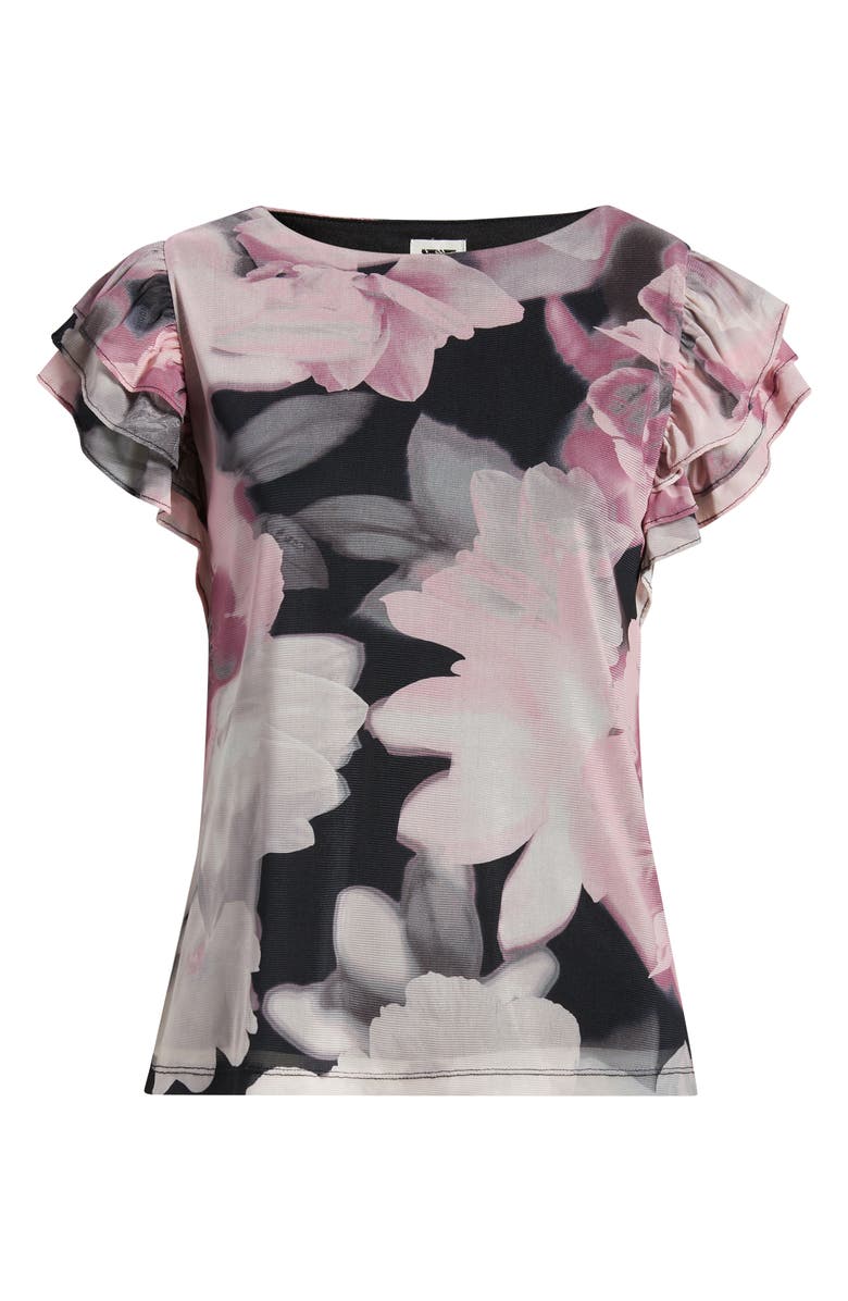 Anne Klein Print Flutter Sleeve Top, Alternate, color, Anne Black Multi