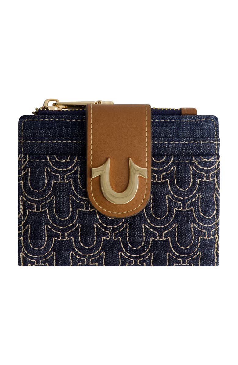 True Religion Horseshoe Quilted Small Wallet, Main, color, Dark Denim