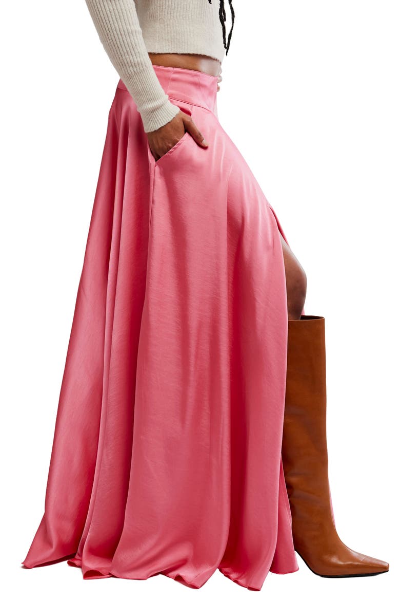 Chilco Side Slit Satin Maxi Skirt, Alternate, color, RASPBERRY CAKE