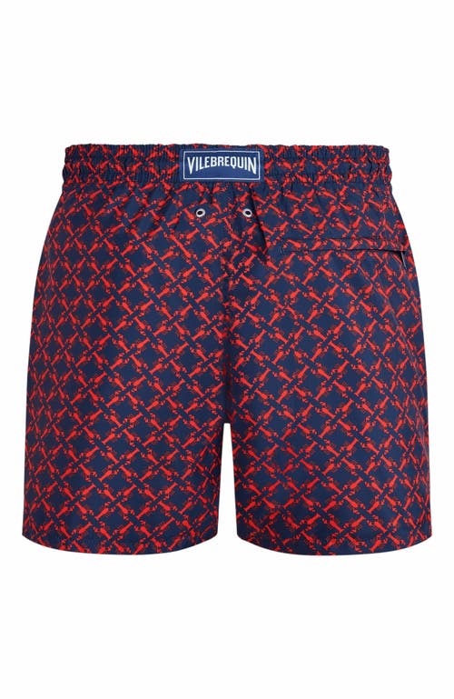Vilebrequin Homard Pixel Ultra-light And Packable Swim Shorts In Bleu Marine