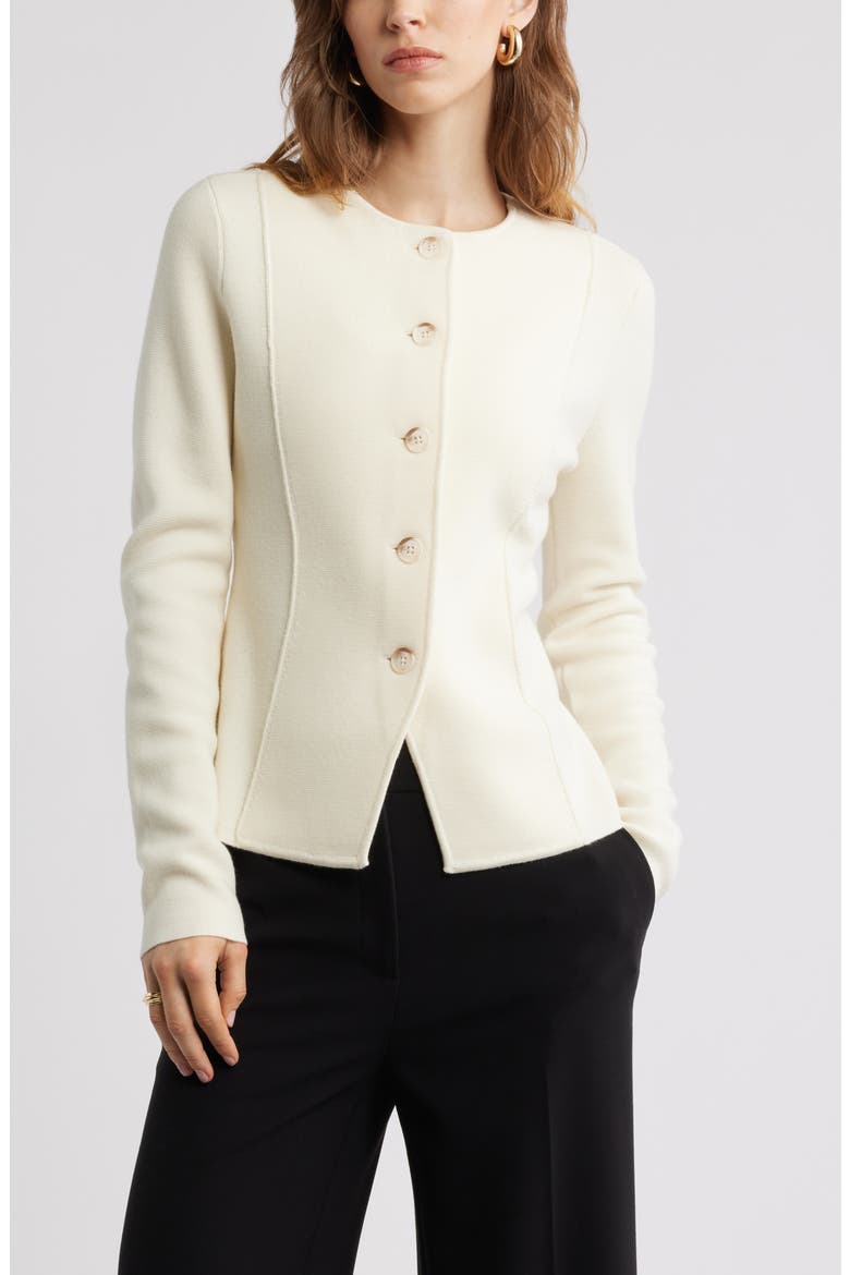 Merino Wool Sweater Jacket, Main, color, IVORY TOFU