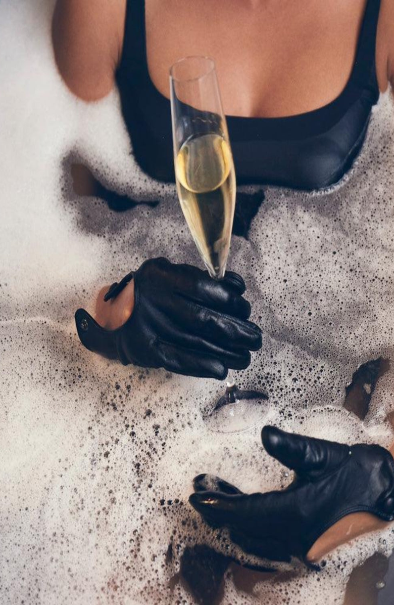 Seymoure Luxury Group Washable Water Resistant Leather Driving Gloves, Alternate, color, Black