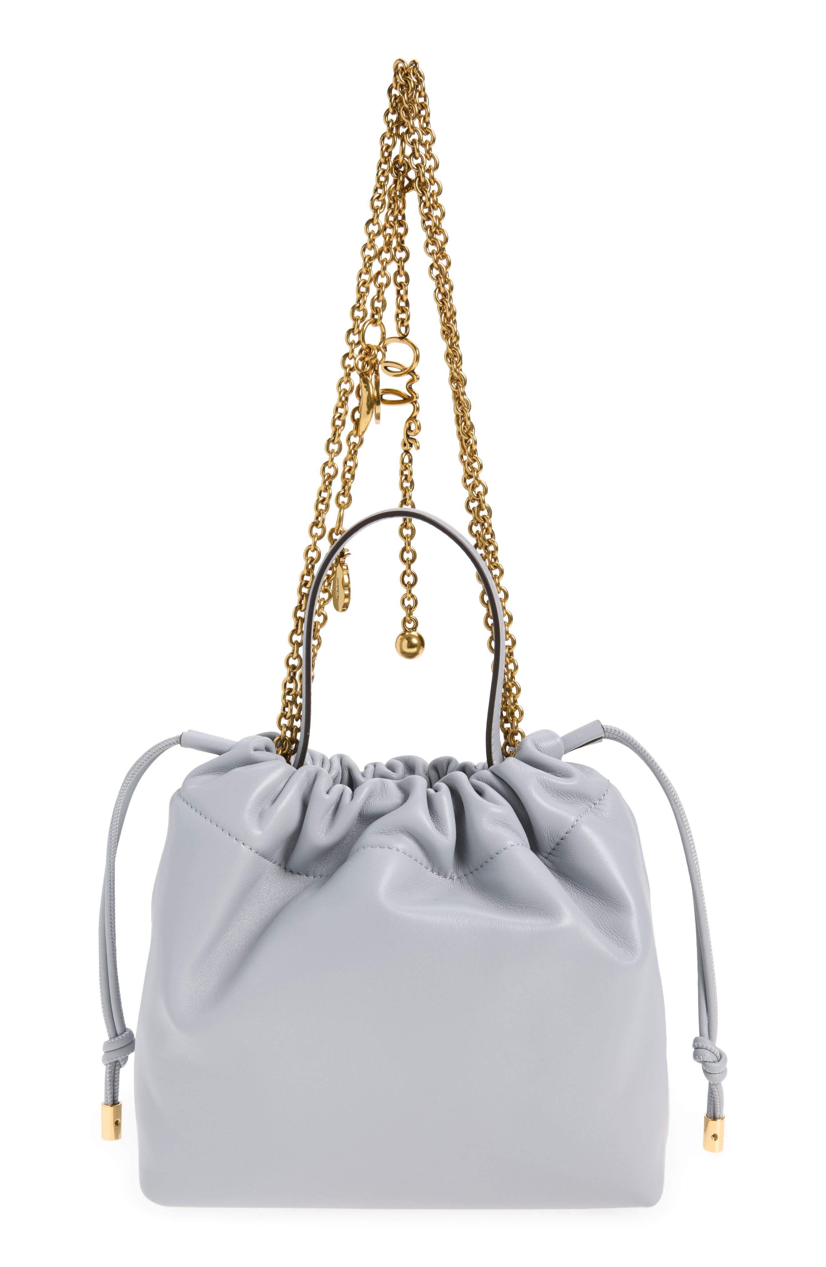 Chloé Mini Icons Leather Shoulder Bag, Alternate, color, Greyish Blue