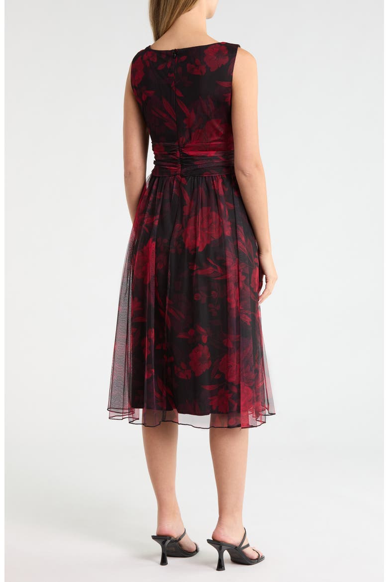 Mesh Overlay Midi Dress, Alternate, color, RUBY