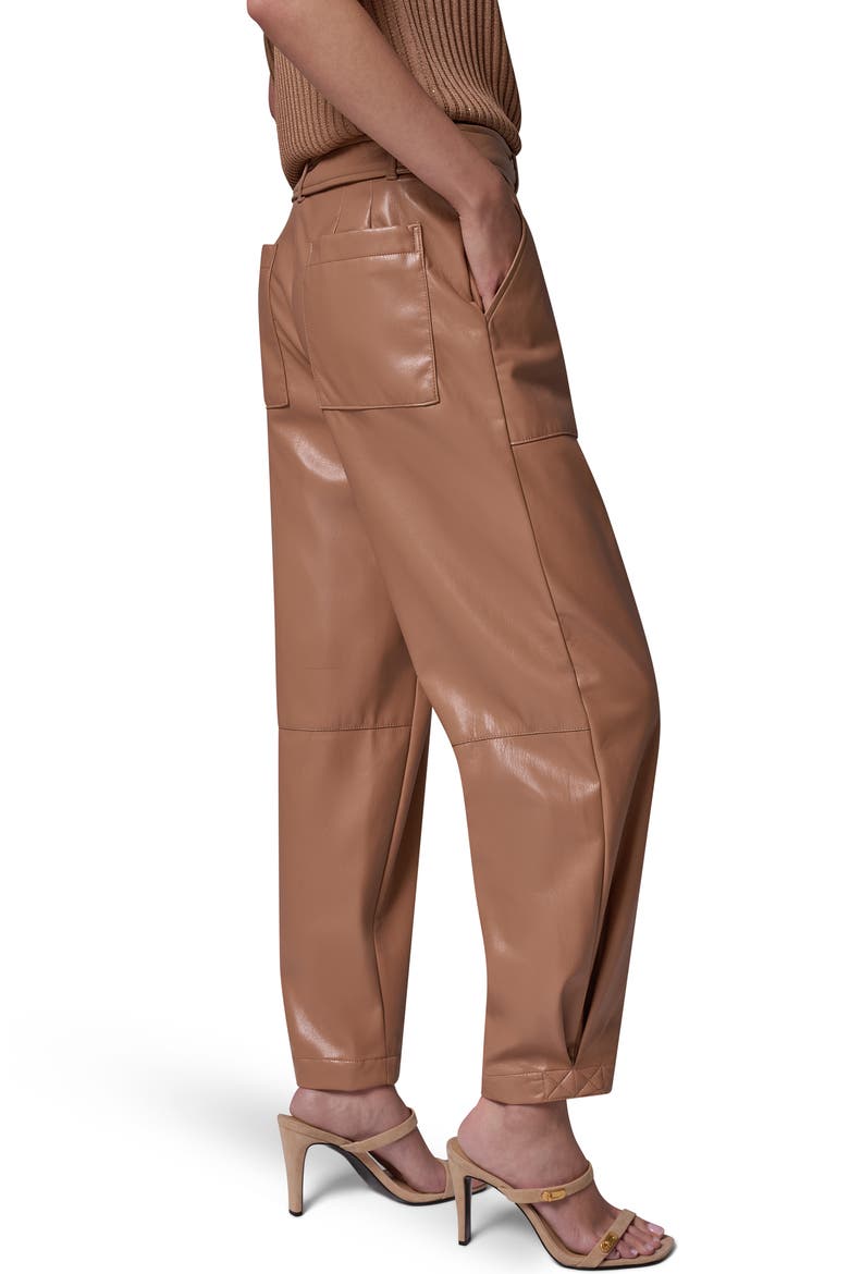 Faux Leather Belted Cargo Pants, Alternate, color, CAMEL