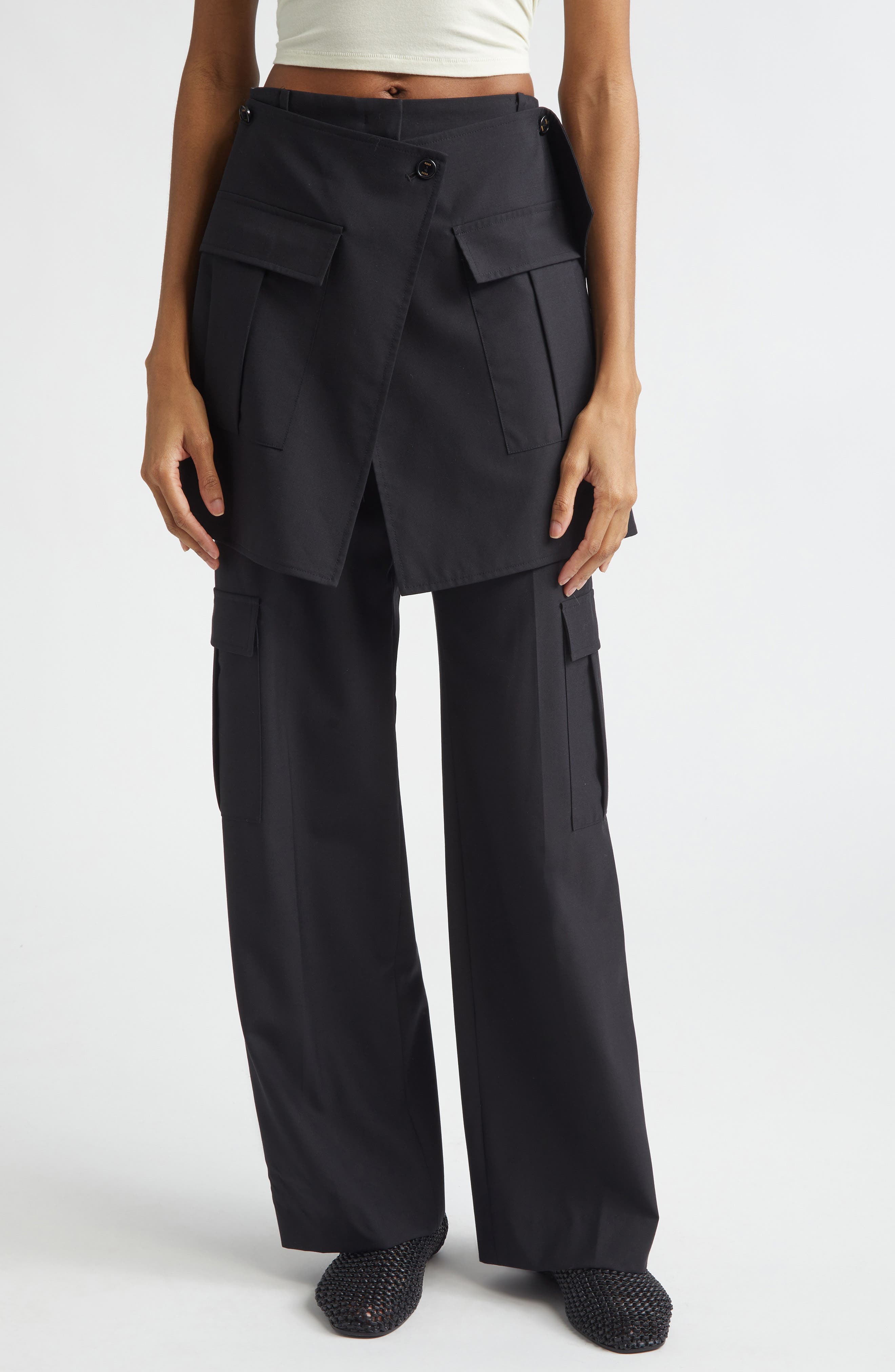 Convertible Panel Wool Blend Cargo Pants