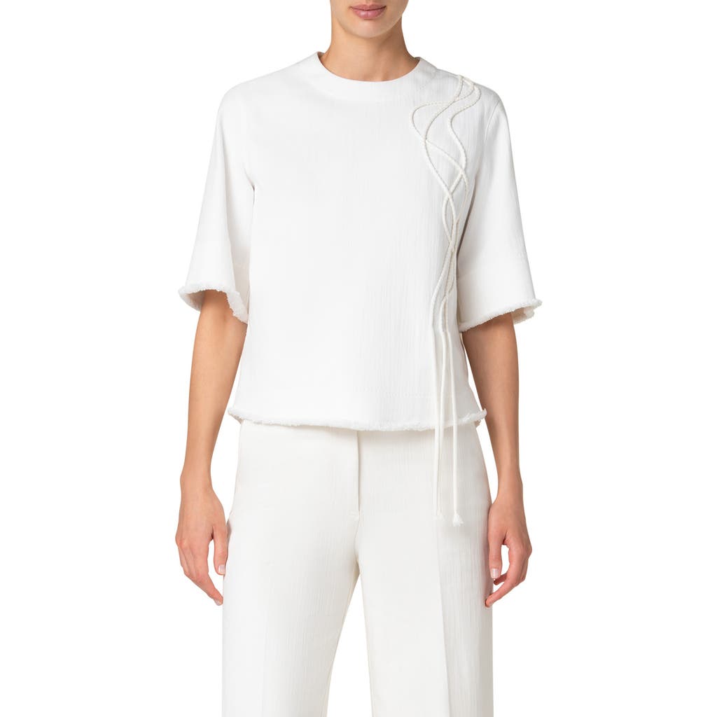 Akris Punto Rope Raw Edge Blouse In Cream