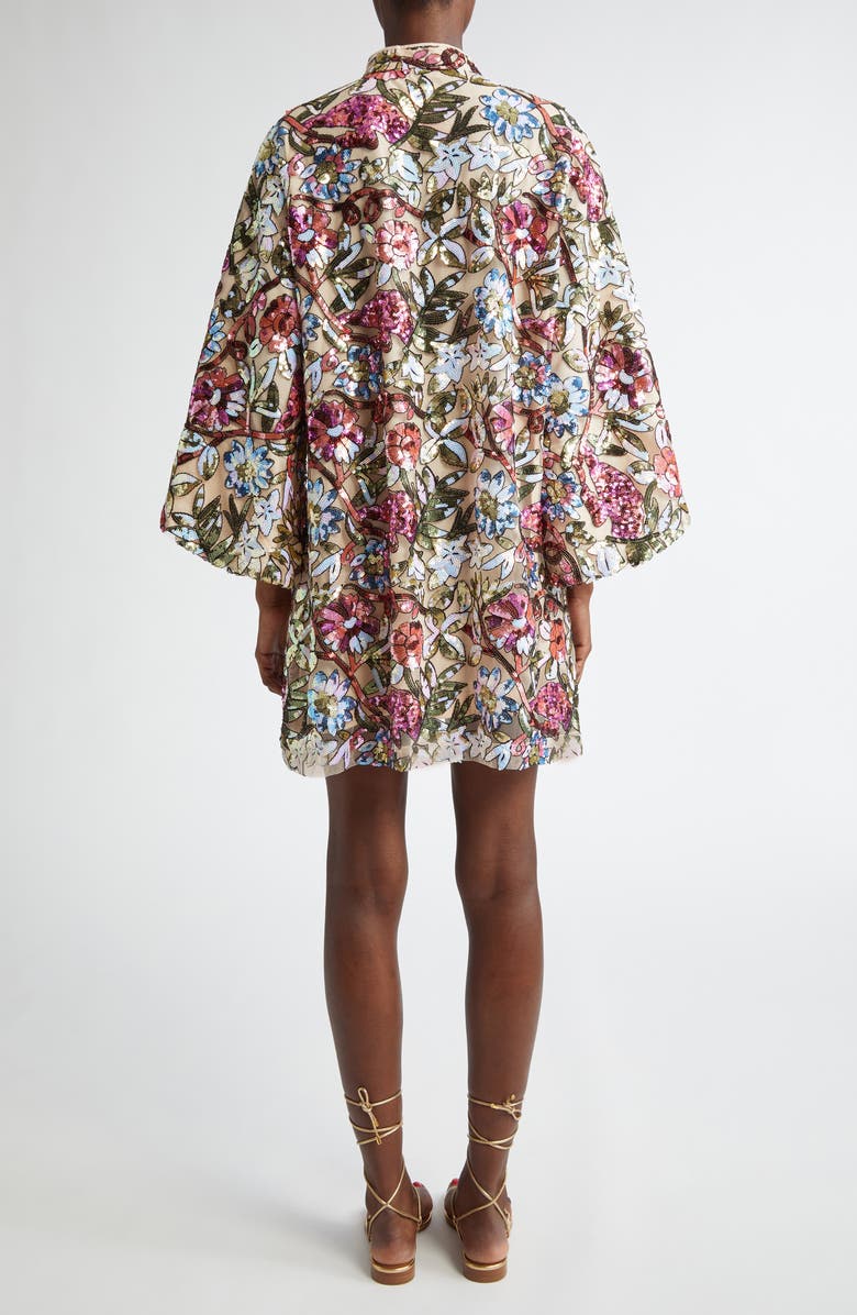 La Vie Style House Jewel Floral Sequin Caftan, Alternate, color, Multi Ivory/ Floral Print