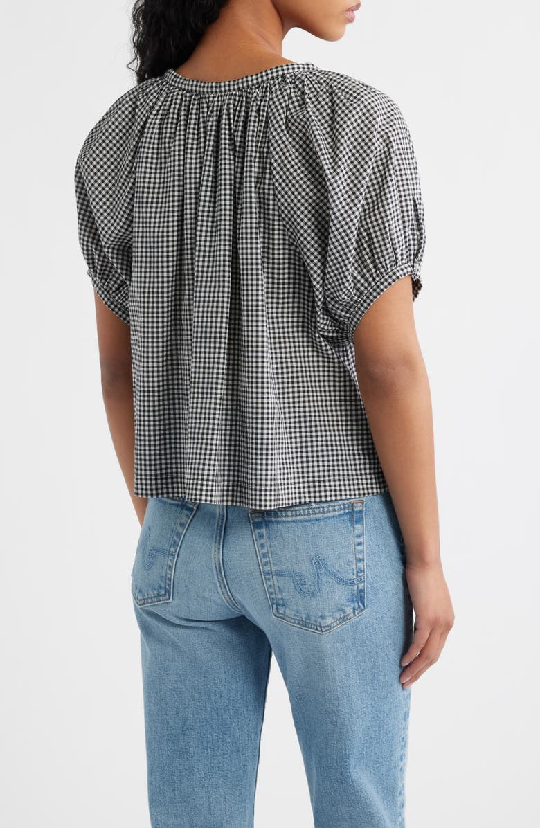 DÔEN June Organic Cotton Gingham Top, Alternate, color, Noir La Maddalena Gingham