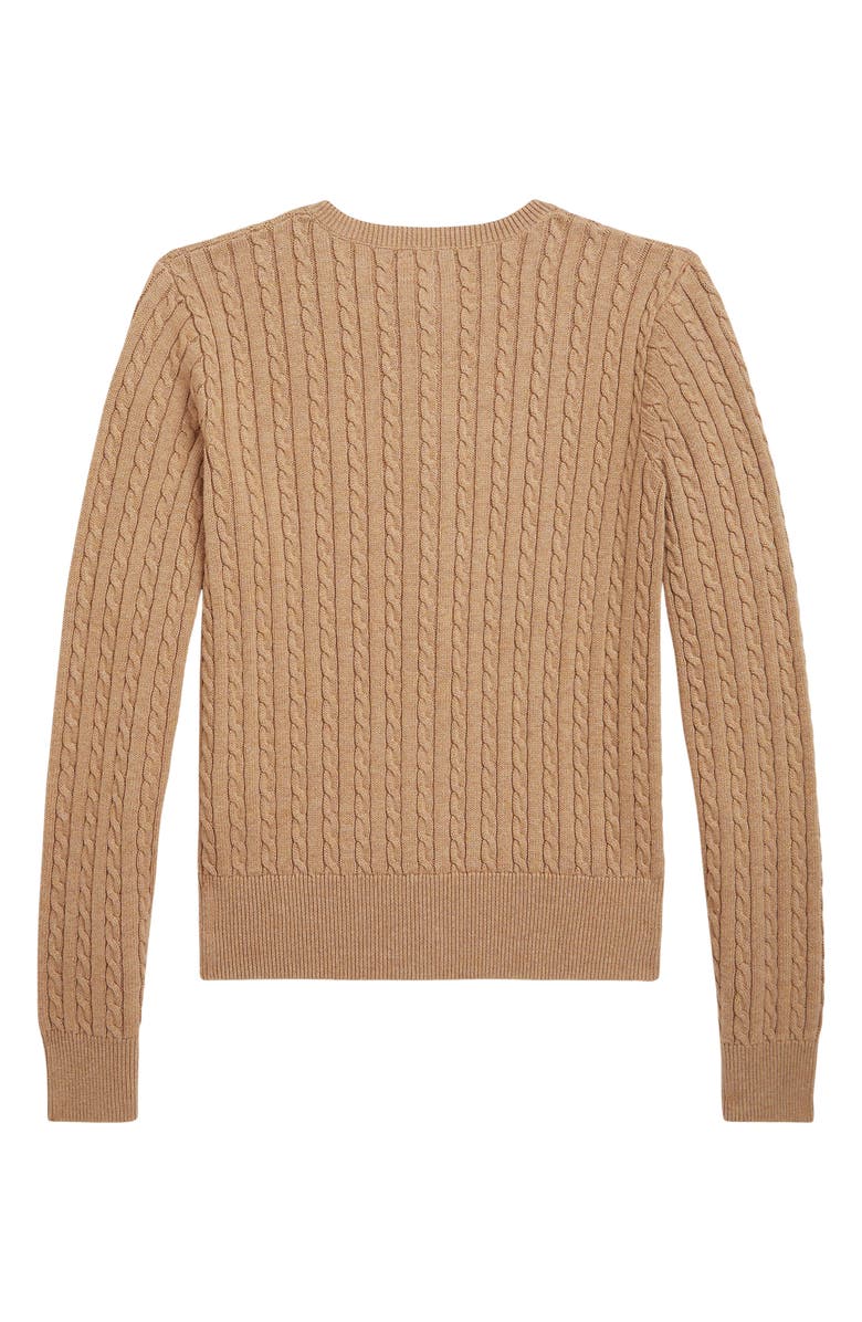 Polo Ralph Lauren Kids' Cable Knit Cotton Cardigan, Alternate, color, Camel Heather