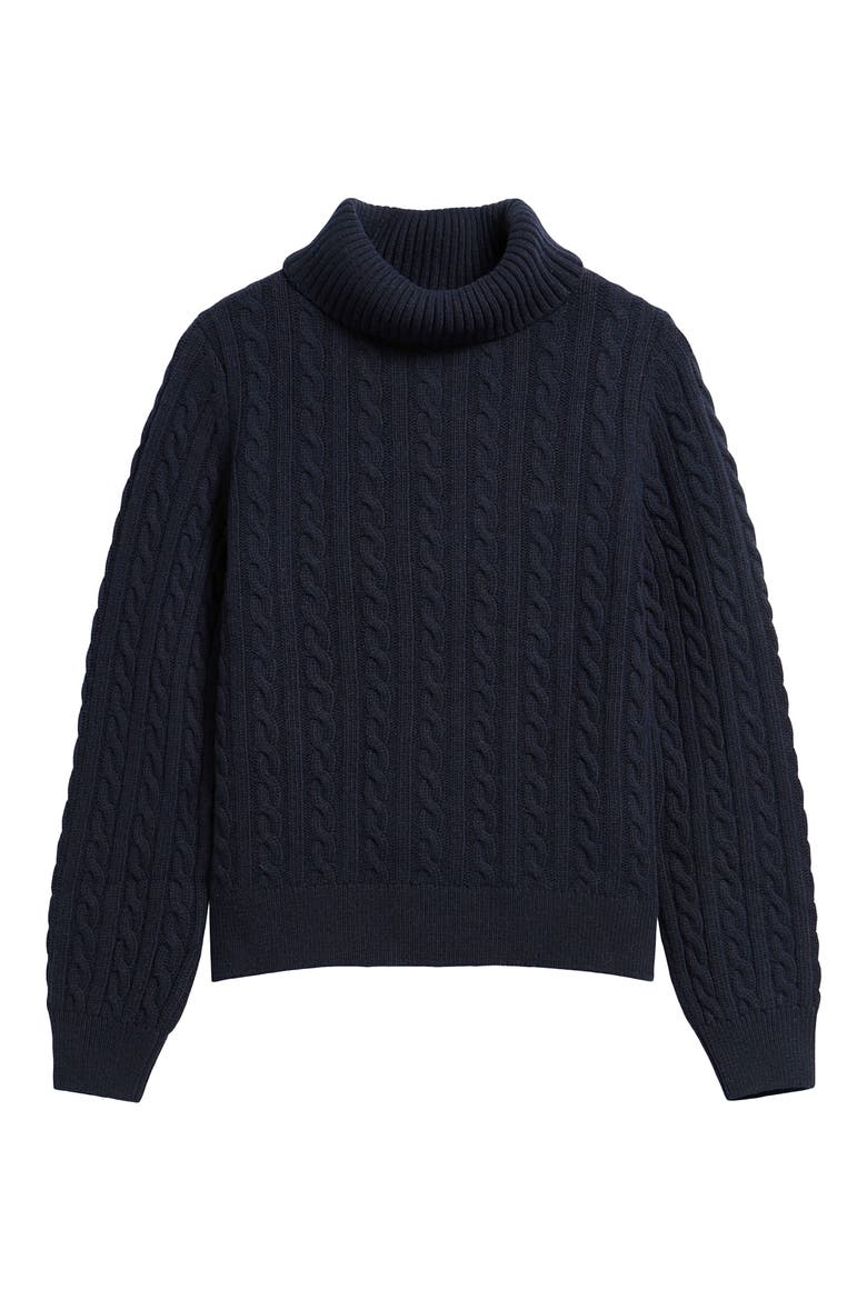 Ambleside Cable Knit Turtleneck Sweater, Alternate, color, NAVY