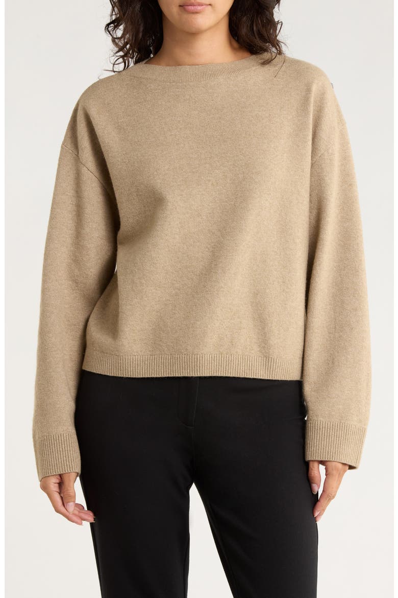 Boat Neck Drop Shoulder Sweater, Main, color, LIGHT TAN