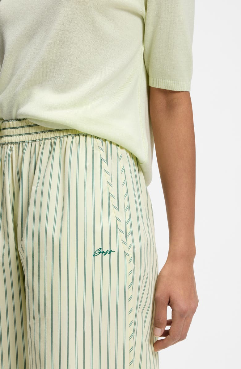 BOSS Orange Tiplyn Stripe Wide Leg Cotton Pants, Alternate, color, Amazonite Stripe