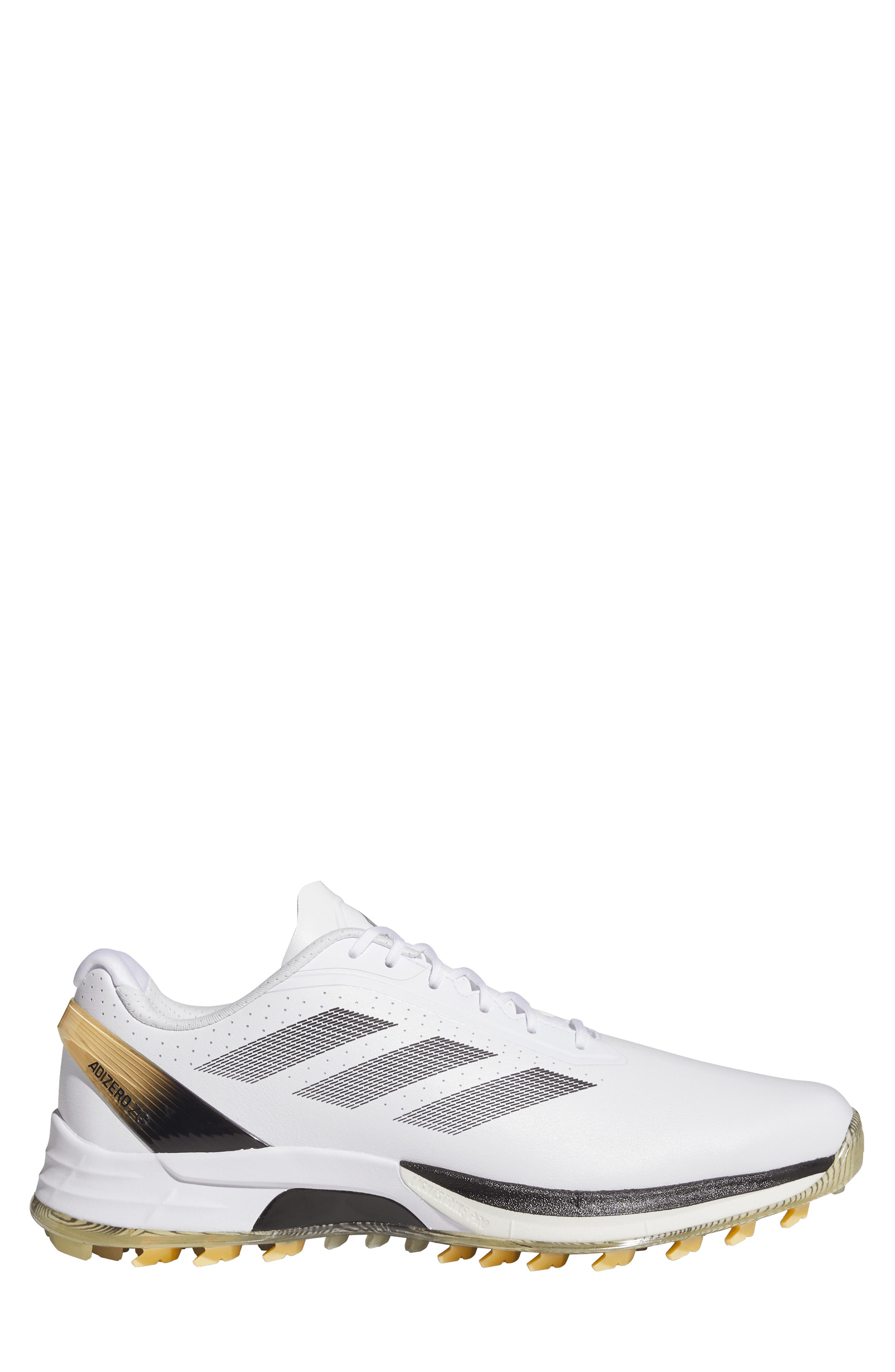 adidas Adizero ZG Waterproof Spikeless Golf Shoe, Alternate, color, White/ Black/ Yellow