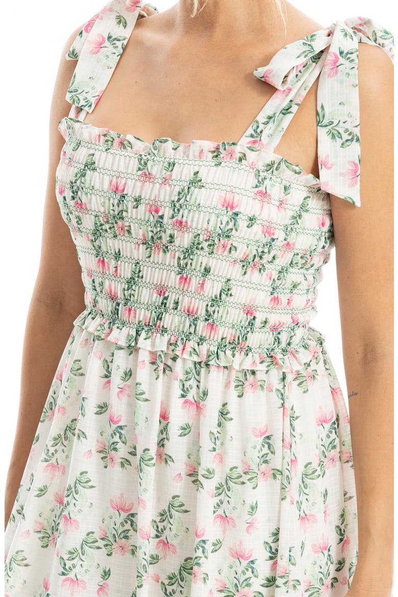 Print Tie Strap Maxi Dress, Alternate, color, ECRU/ PINK MED SUMMER BLOOMS