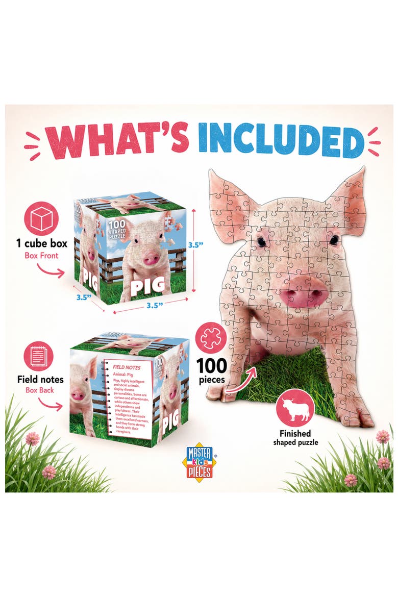 Pig 100 Piece Shaped Jigsaw Puzzle, Alternate, color, Multicolor