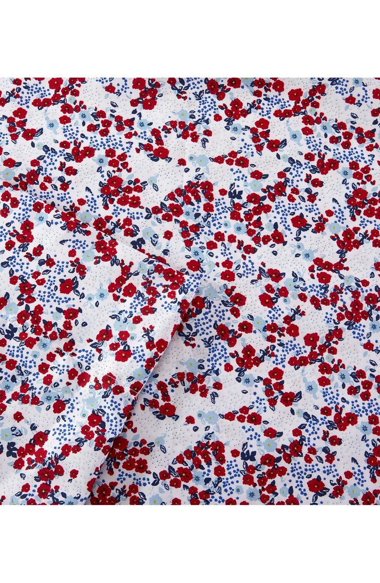 MELANGE HOME Vintage Red-Blue Floral Queen Sheet Set, Alternate, color, 