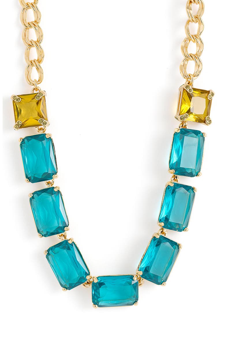 emerald cut short necklace, Main, color, AQUA/ CITRON