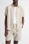 Vince Ballstone Stripe Short Sleeve Hemp Button-Up Shirt