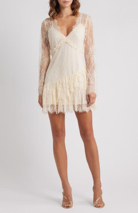 Seelie Eyelash Lace Long Sleeve Minidress