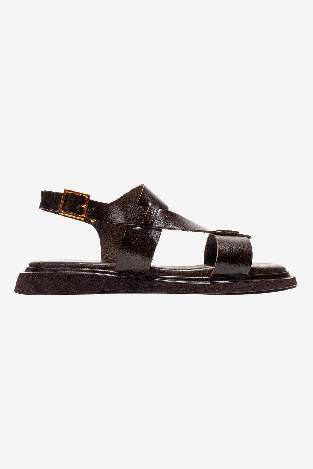 Forever & Always Shoes Quella Leather Buckle Sandal, Alternate, color, Brown