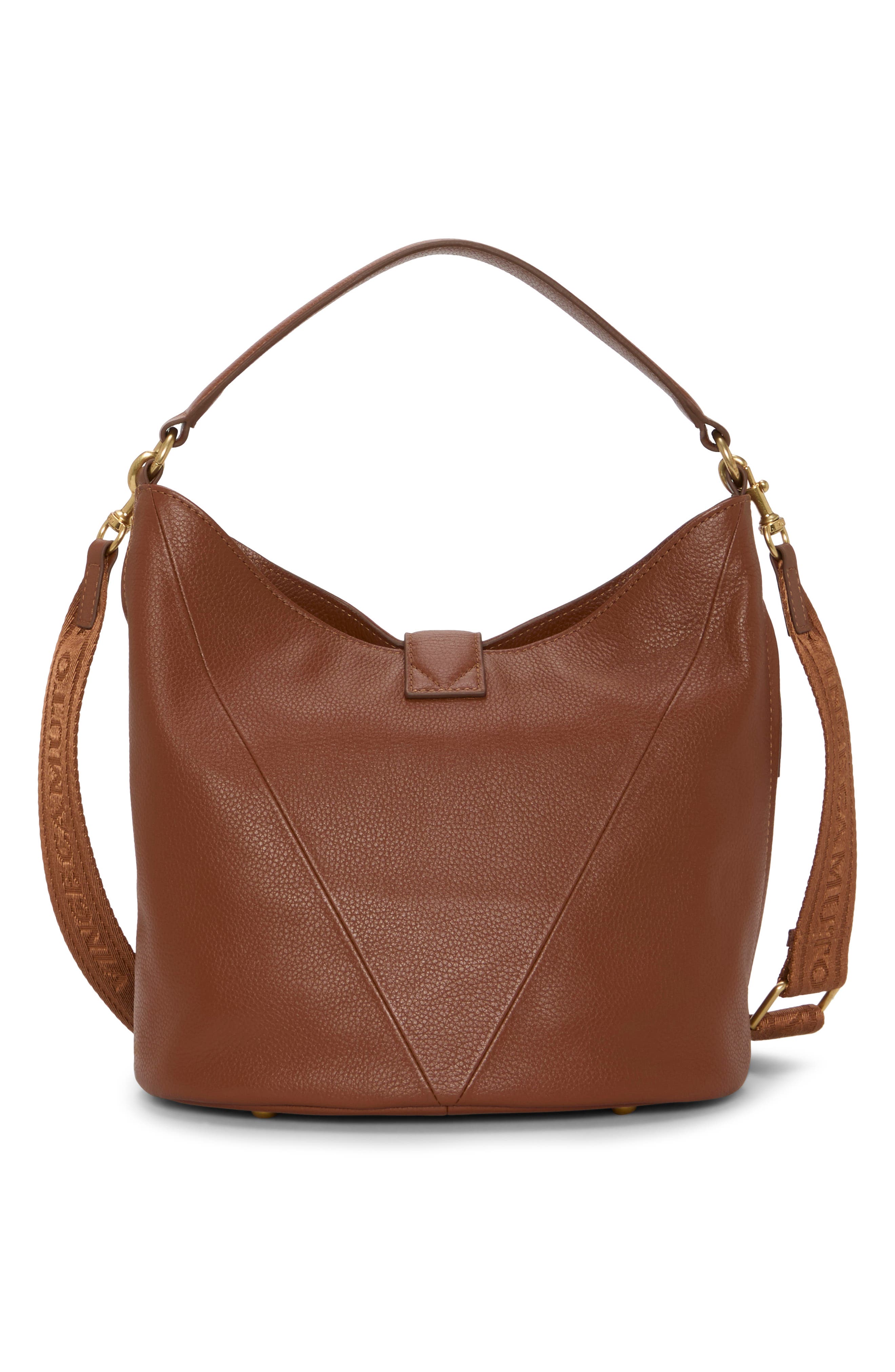 Vince Camuto Ebony Leather Shoulder Bag, Alternate, color, Whiskey 01