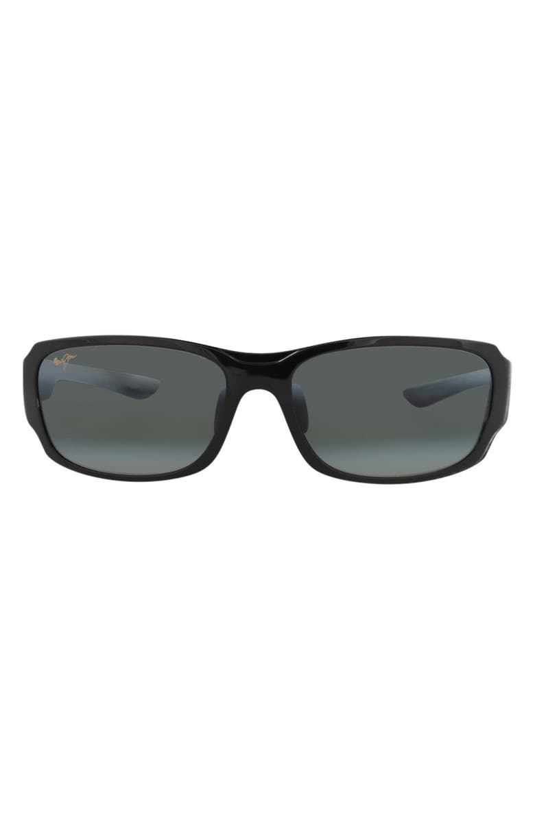 Maui Jim 60mm Rectangular Sunglasses, Main, color, Black Black Grey