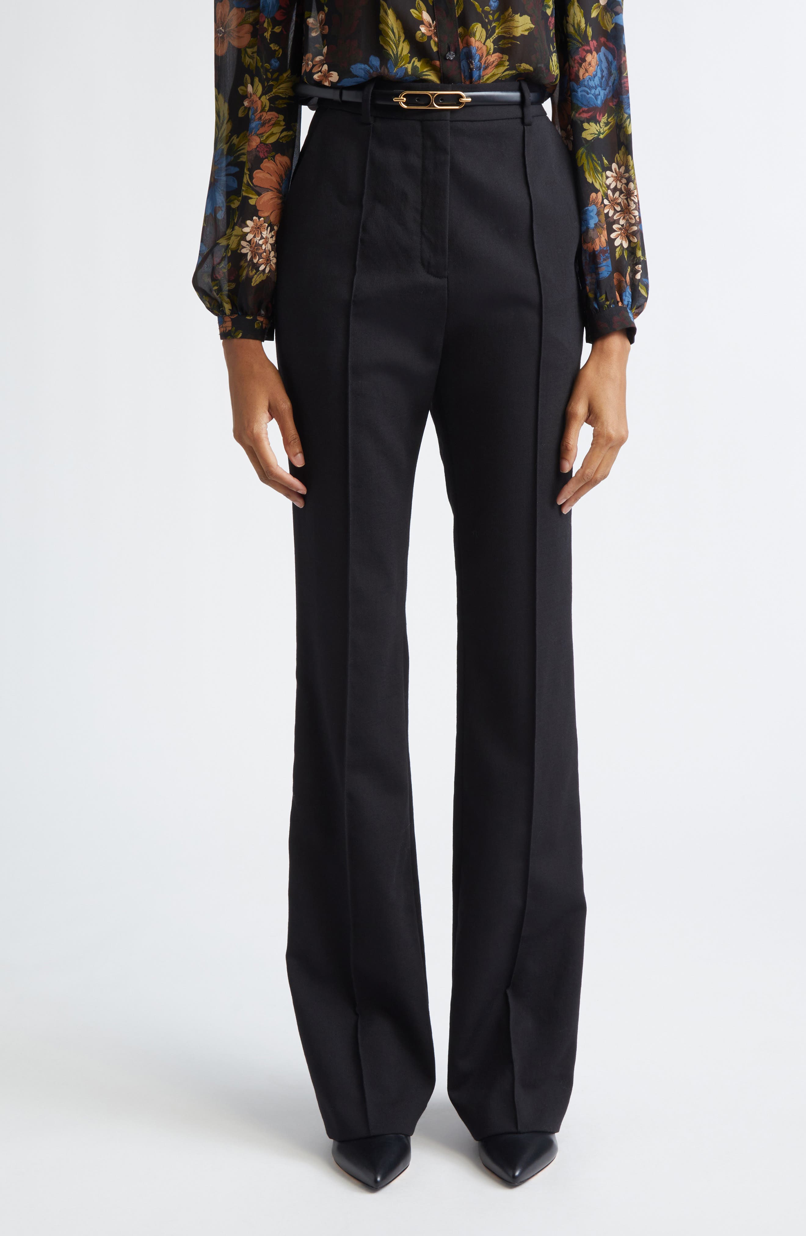 Veronica Beard Gracie Stretch Wool Flare Leg Pants