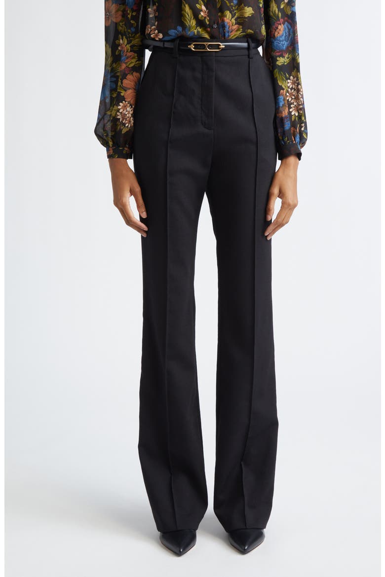 Gracie Stretch Wool Flare Leg Pants, Main, color, BLACK