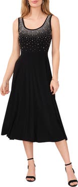Chaus Embellished Imitation Pearl Fit & Flare Dress