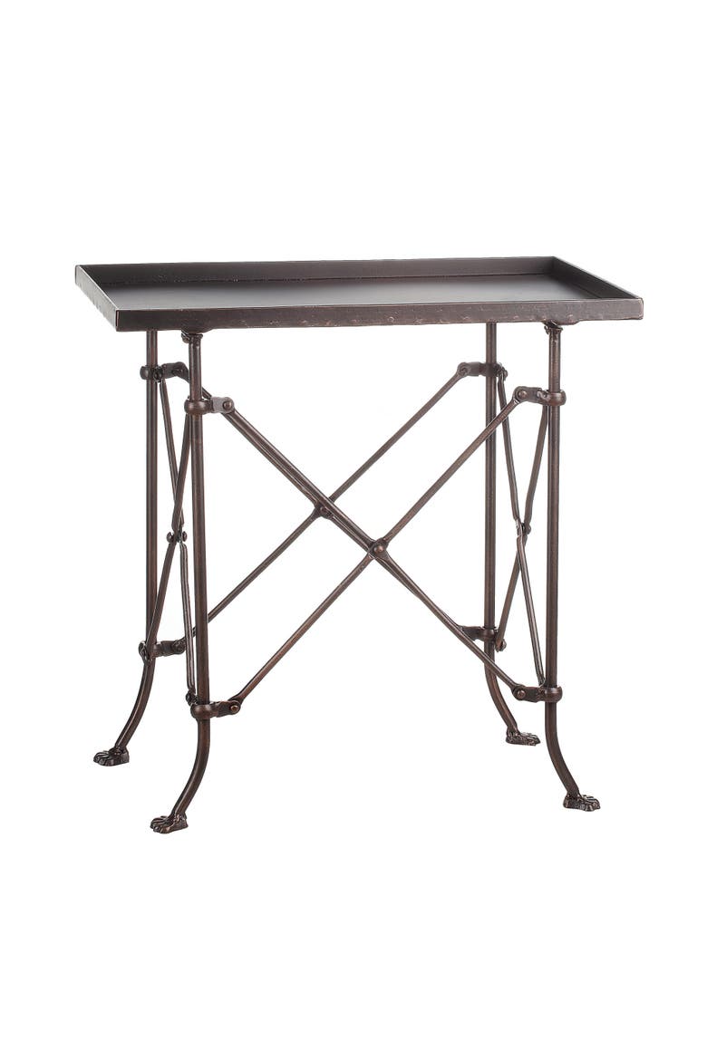 Vintage Rectangular Metal Side Table with Unique Claw Sole Feet, Bronze, Main, color, Bronze
