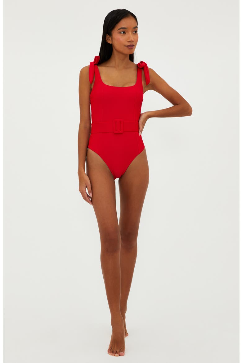 Sydney Belted One-Piece Swimsuit, Main, color, RED