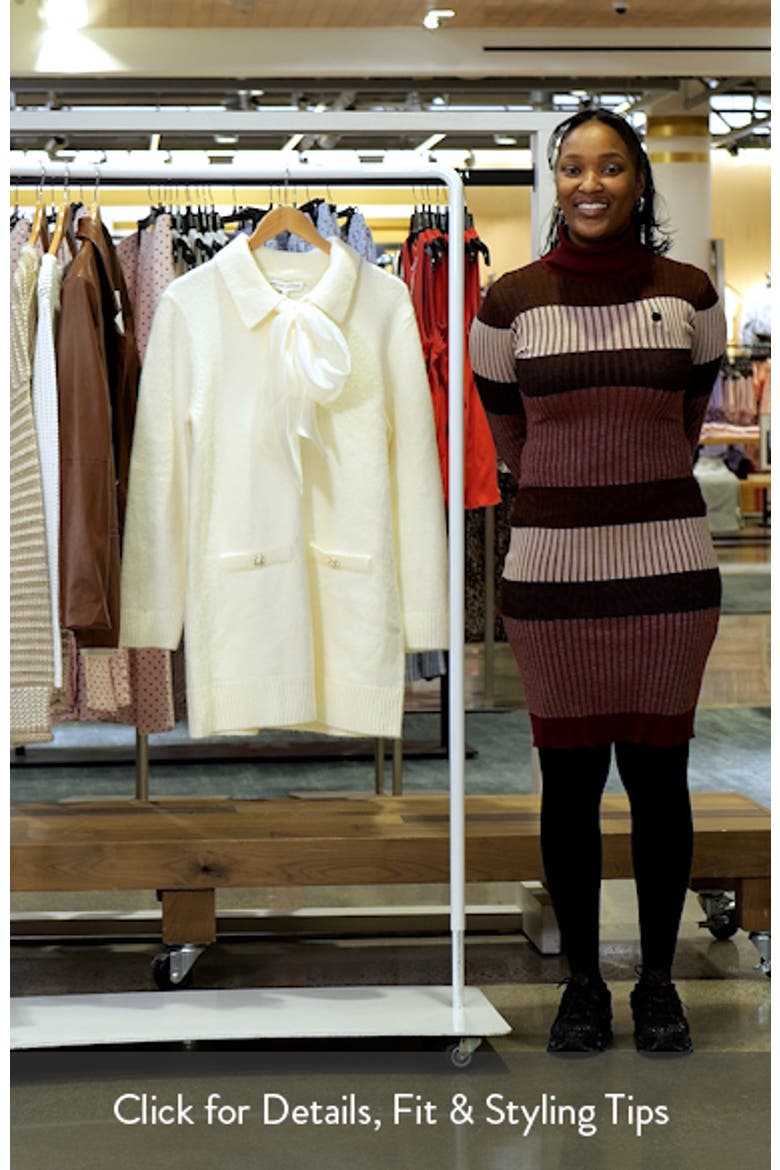 Detachable Bow Long Sleeve Sweater Minidress video