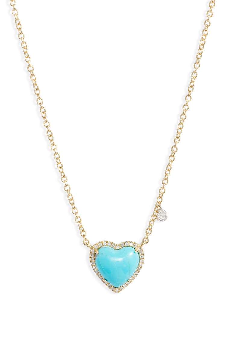 Meira T Turquoise & Diamond Heart Pendant Necklace, Main, color,