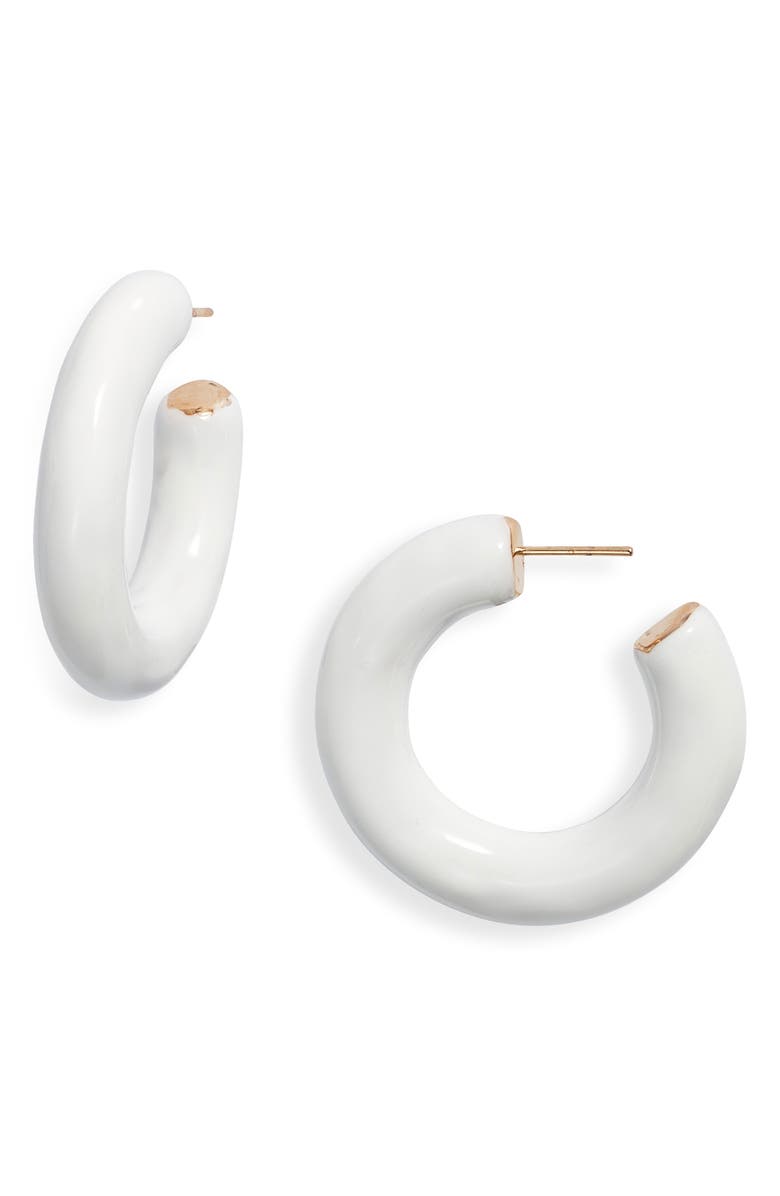 SHYMI Large Enamel Tube Hoop Earrings, Main, color, White
