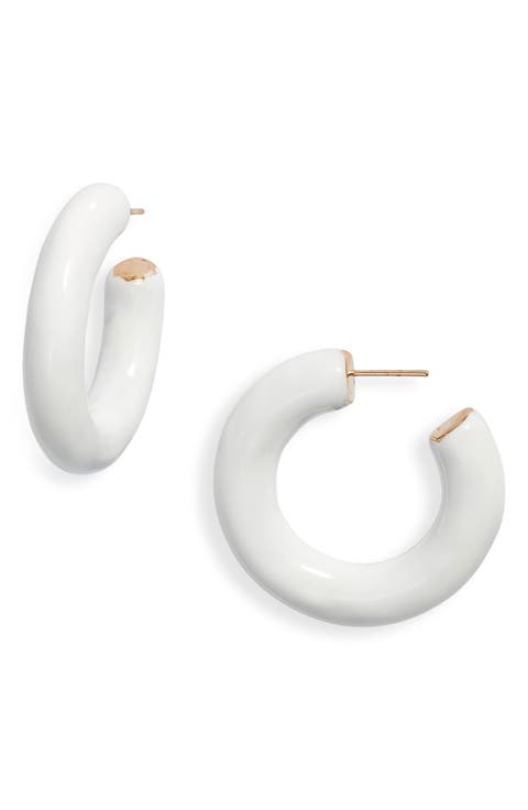 Large Enamel Tube Hoop Earrings